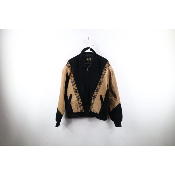 Vtg 90s Scully Mens Large Distressed Southwestern Fiesta Suede